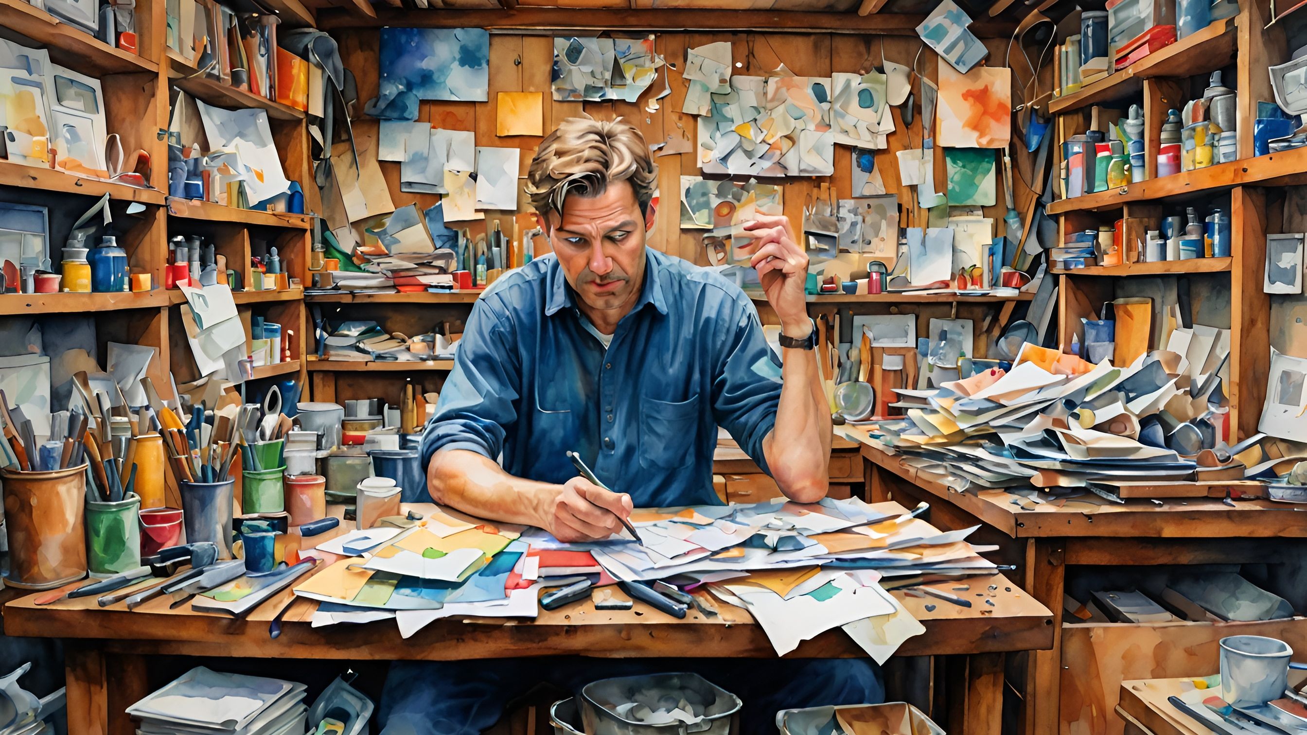 物で溢れかえる机　論理思考